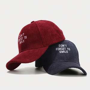 Gorra de Pana con Letras Bordadas, Estilo Coreano, para Mujer, Primavera, Viajes, Visera, Personalizable, Cierre a Presión - Product Image 3