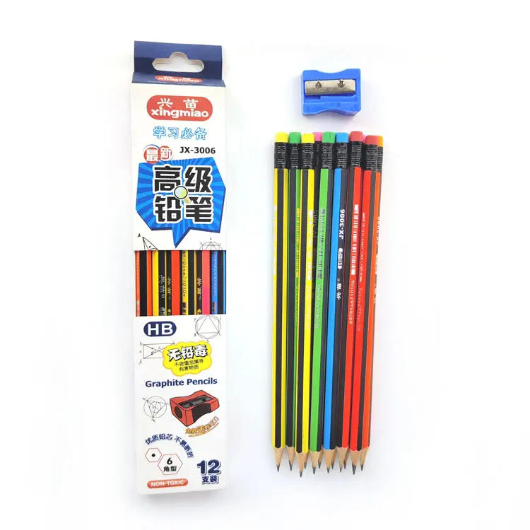 Wholesale Colorful Barrel Black Lead Pencil Custom Cute School Standard Hb Wooden Pencils For Children