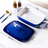 Grand plat à four carré en émail durable et écologique avec couvercles, idéal pour la cuisson et les casseroles