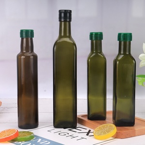 Bouteilles en verre cylindriques vides vert foncé de 100-1000 ml avec bouchon en aluminium pour huile d'olive, tequila, biscuits, emballage inclus - Product Image 4
