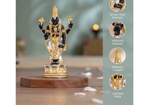 <b>Gold</b> and Silver Plated Tirupati Balaji Venkateswara Idol Hindu Religious <b>Statue</b> Home Temple Decor Gift - Product Image 4