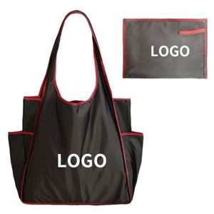 2026 Custom Foldable Tote Bag Black Color Reusable Polyester Reusable Tote Bag <b>for</b> Shopping - Product Image 1