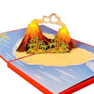 <span class=keywords><strong>Carte</strong></span> de voeux pop-up 3D pour enfants, anniversaire surprise, dessin animé, volcan fantastique, lumières LED, matériel de Noël en papier, en stock - Product Image 1