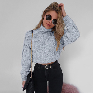 China Clothing Factory Women Crop <strong>Sweater</strong> Autumn <strong>Turtle</strong> <strong>Neck</strong> <strong>Sweater</strong> - Product Image 4