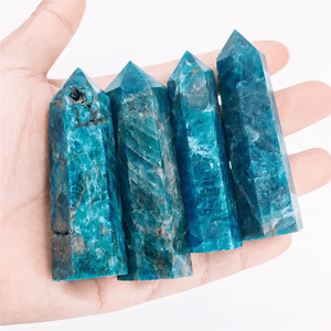 Vente en gros de pierres de cristal d'apatite bleue naturelle polie de style bohème, tour de cristal pour décoration d'intérieur unique et cadeaux de vacances - Product Image 1
