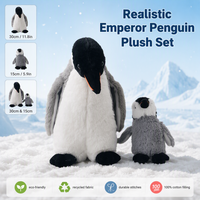 Ensemble de jouets en peluche réaliste Pingouin empereur, animaux en peluche en tissu recyclé écologique, rembourrage en coton, vente en gros OEM, logo personnalisé