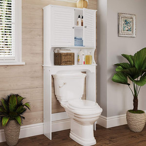 Étagère <span class=keywords><strong>en</strong></span> <span class=keywords><strong>bois</strong></span> moderne <span class=keywords><strong>pour</strong></span> salle de bain au-dessus des toilettes avec armoire de rangement - Product Image 2