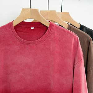 เสื้อยืดผ้าฝ้ายคอตตอนสีจางสำหรับผู้ชายเสื้อยืดลายครอป Boxy ซักได้ทั้งชายและหญิง - Product Image 2