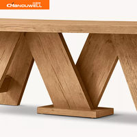 Table à manger rectangulaire en chêne massif minimaliste et durable avec chaises confortables pour appartements, hôtels, restaurants et maisons
