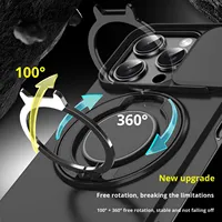 Coque de téléphone en TPU avec support magnétique et fenêtre coulissante, protection anti-chute à 360° pour iPhone 15 Pro Max 17Air