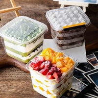 Boîte à dessert en plastique transparent avec couvercle pour tranches de gâteau, support à tiramisu, plateau de présentation, conteneur de boulangerie