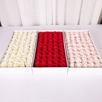 TC Vente en gros pas chère de pétales de rose artificiels pour décoration de mariage, têtes de fleurs de 5 cm, 50 pièces par boîte cadeau, roses en savon à 3 couches