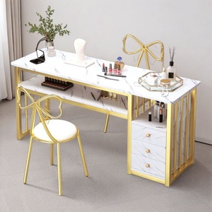 Mesa de Manicura Moderna de Metal de Lujo Ligero 2026, Precio Especial, Tablero de Densidad Media, Mesa de Manicura Doble - Product Image 3