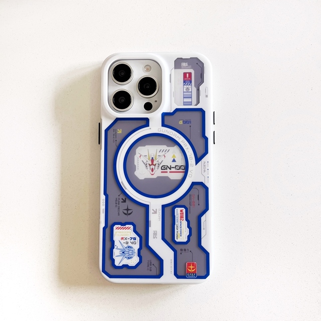 Smoothy Shape Case Double Layers IMD TPU Button Anime Anime GUNDAM Carton Phone Case for IPhone 15 Pro Max 16 Pro 14 P Back Case