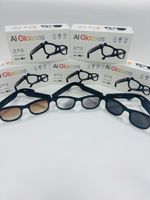 Lunettes de soleil avec caméra 8MP, transfert vidéo WiFi 6, reconnaissance d'image IA, lunettes audio, étanches IPX-5, commande vocale pour les sports de plein air