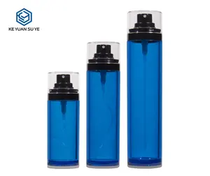 Pulverizador de plástico de 50ml, 80ml, 100ml, botella o recipiente azul o transparente para el tóner u otro cosmético