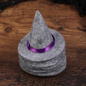 Decoraciones de mesa para fiesta de Halloween, Mini sombrero de bruja de fieltro para decoración de botellas de vino - Product Image 6