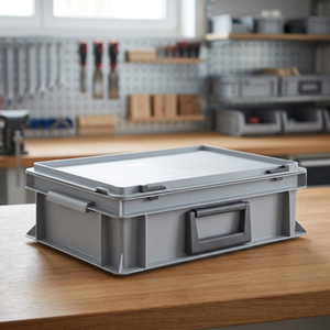 10L Grey Minimalist Plastic Storage <b>Box</b> 1 Handle Sliding <b>Lock</b> 300mm X 300mm X 133mm Garage LOCKweiER Series - Product Image 3