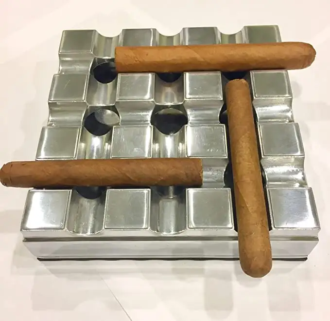 Nhà Máy Cung Cấp Quảng Trường Nhôm Chết Đúc Hợp Kim Gird Cigar Gạt Tàn Để Trang Trí Bàn