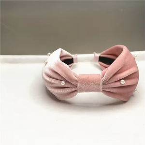 Bandeau perlé couleur bonbon style accessoire de cheveux en velours à la mode - Product Image 2