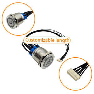 Conector de Botón Metálico Redondo Plano con LED Iluminado JST PH1.0, Arnés de Cables de 30AWG - Product Image 2