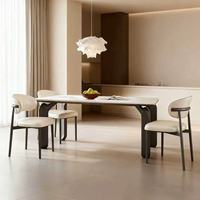 Ensemble de table à manger rectangulaire en pierre frittée, table à dîner moderne minimaliste vintage avec chaises pour petite maison
