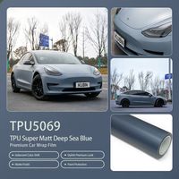 Film TPU Super Mat Bleu Profond, Teinte Bleu Mat Intense, Résistant aux Intempéries, Auto-Réparateur, Anti-Rayures, Rouleau en Gros