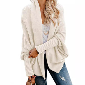 Cárdigan de punto con <span class=keywords><strong>manga</strong></span> de murciélago a la moda de Color sólido 2025 para <span class=keywords><strong>mujer</strong></span> estilo informal para invierno - Product Image 4