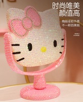 Souvenirs Cadeau Artiste De Luxe Strass Cosmétique Vanité Cristal Diamant Dortoir Table Bling KT Miroir De Maquillage Pour Hello Kitty