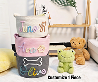 Panier de rangement en corde de coton tissé blanc personnalisé pour nouveau-né, chien de compagnie, jouet, visage de lapin, cadeau de Pâques