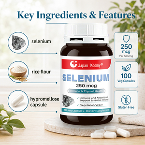 Vente en gros de suppléments de sélénium Shecome, fabricant de suppléments de sélénium, soutien immunitaire et antioxydant, minéraux essentiels, 250 mcg, 100 capsules de sélénium - Product Image 3