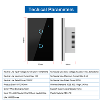 Interrupteur intelligent WiFi ANDELI 118*72*40mm noir 1 gang tactile lumière ligne neutre réseau Tuya WiFi utilisation domestique réseau RF433
