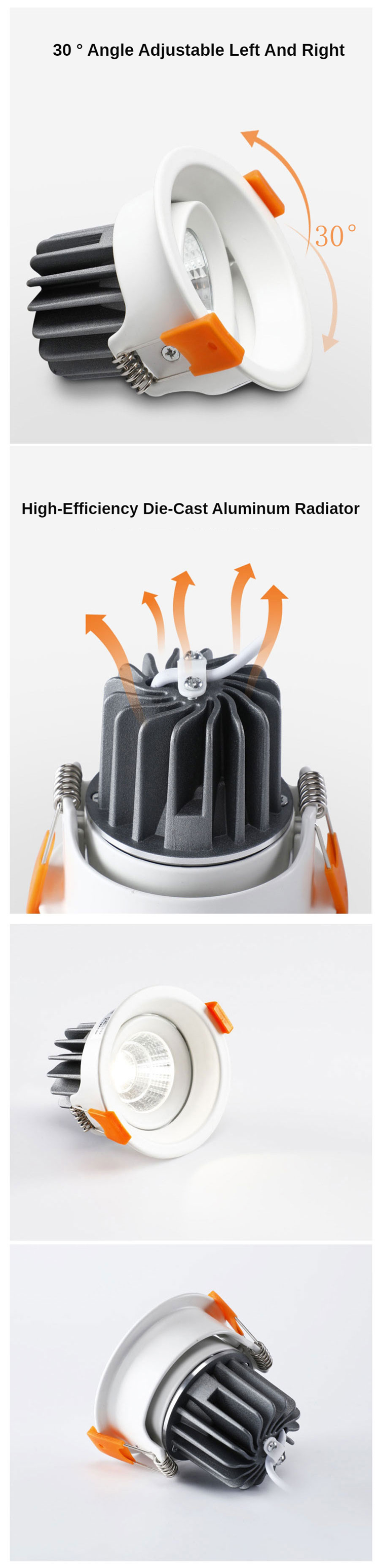 5Years Recessed Adjustable White COB Spotlight