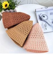 2025 femmes fait à la main Crochet tricot pêcheur casquette couleur unie Denim seau chapeau pour été décontracté scène avec Logo personnalisé