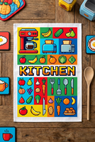 Serbet Dapur 100% Katun Motif Buah 8-Bit Pixel Gaya Retro Video Game 40x60cm