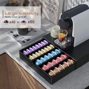 Organisateur de tiroir pour <span class=keywords><strong>dosettes</strong></span> de café compatible avec les <span class=keywords><strong>dosettes</strong></span> <span class=keywords><strong>Nespresso</strong></span> <span class=keywords><strong>Vertuo</strong></span>, capacité jusqu'à 60 petites ou 40 grandes - Product Image 6