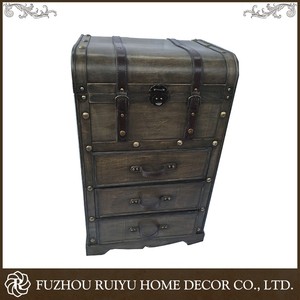 Wholesale 100% Solid Wood Retro Craft Product Large Classic Wooden Trunk <strong>Brown</strong> <strong>Storage</strong> <strong>Box</strong> for Wine With Handle - Product Image 4