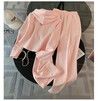 Ensemble coordonné Y2K rose bébé pour femmes, 2 pièces, sweat-shirt à capuche zippé court et pantalon de survêtement taille haute, tenue de sport décontractée, streetwear