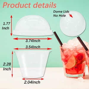 ย่อยสลายได้ถ้วยพลาสติกใสโปร่งใส Parfait ถ้วยขนมหวาน 6 ออนซ์ถ้วยฝาโดมสําหรับผลไม้ไอศกรีมคัพเค้กเครื่องดื่มถั่ว - Product Image 2