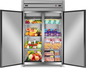 Congelador Vertical de Acero Inoxidable de Doble Puerta para Negocios de Catering y Almacenamiento de Alimentos, Congelador Vertical de Gran Volumen para Cocina - Product Image 1