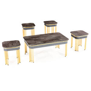 Bahar Coffee <b>Table</b> <b>Set</b> Faux Marble Top Metal Frame Modern Living Room Furniture Durable Design Turkey Origin - Product Image 4
