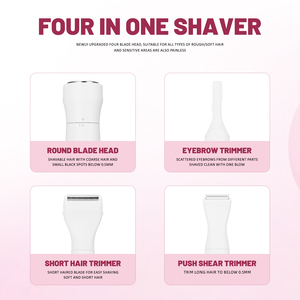 Rasoir électrique pour <span class=keywords><strong>poils</strong></span> pubiens, tondeuse 4 en 1 pour femmes, rasoir facial et nasal remplaçable, kit de toilettage rechargeable pour femmes - Product Image 3