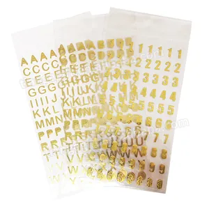 Groothandel Custom Goud/Zilver Folie Vinyl Brief Alfabet Stickers Decals
