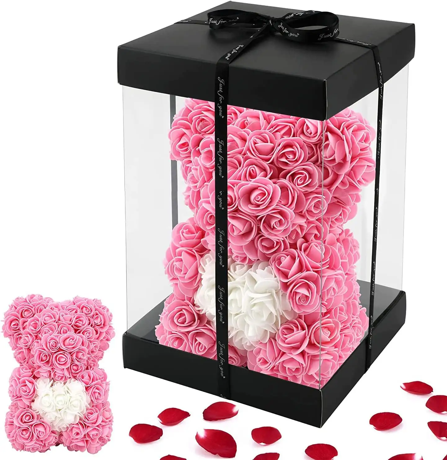 Valentines Day Gifts 2023 Rose Bear, Rose Teddy Bear with Lights Roses Forever, Window Display
