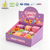 Présentoir de comptoir en carton ondulé compartimenté sur mesure avec support en carton pour bonbons gélifiés, haricots de gelée et packs de snacks