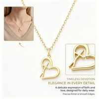 Collar con Colgante de Cruz de Corazón Abierto Minimalista, Ligero, Estilo Moderno, Accesorio para Clavícula, para Mujer, Uso Diario, Entrega Rápida