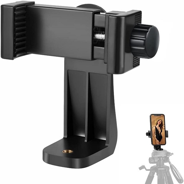 Universal Tripod Phone Mount Fits Any Smartphone 1/4" Standard Screw Vertical and Horizontal Swivel Tripod Mount Adapter