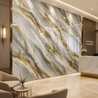 Panneau mural en plastique effet marbre, panneau décoratif en pierre, feuille d'or pour l'intérieur