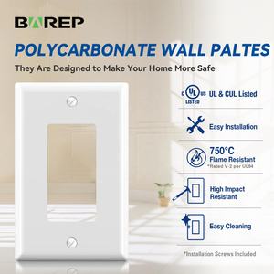 <span class=keywords><strong>Plaque</strong></span> de cache-interrupteur mural électrique moderne Barep, standard américain, homologuée UL, blanche, 1 poste, 1 voie, en PC, pour la maison - Product Image 2