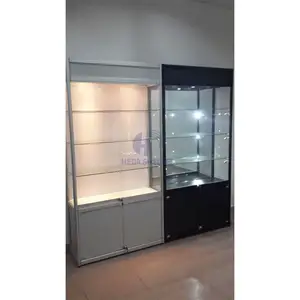 Customized Shop Decoration LED Glass Display Cabinet Glass Showcase For Jewelry Shop rack Glass Display Cabinet With Lock